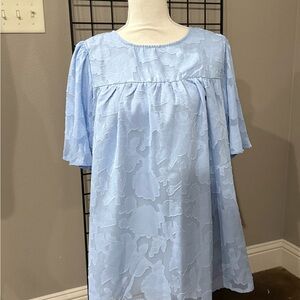 Light Blue Floral Textured Blouse